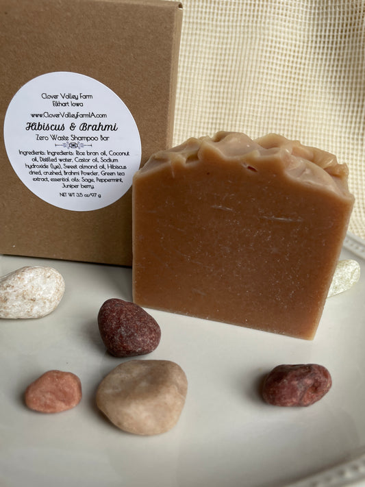 Zero Waste Hibiscus Brahmi Shampoo Bar - Pita Dosha Balancing Ayurvedic Hair Care